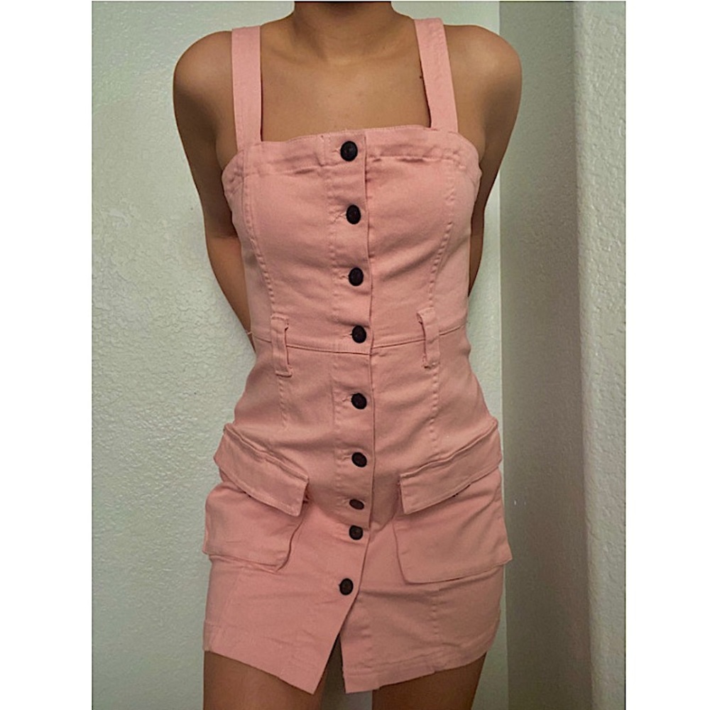 Denim Overall Pink Dress - H&M